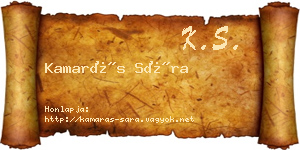Kamarás Sára névjegykártya